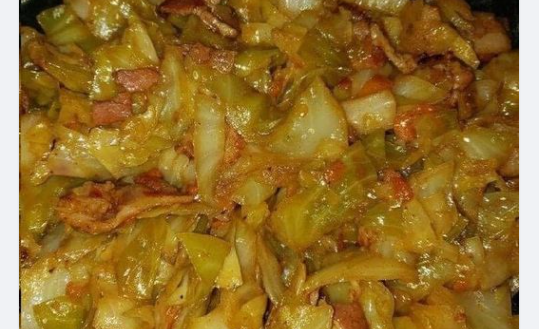 Fried Cabbage with Bacon Onion and Garlic