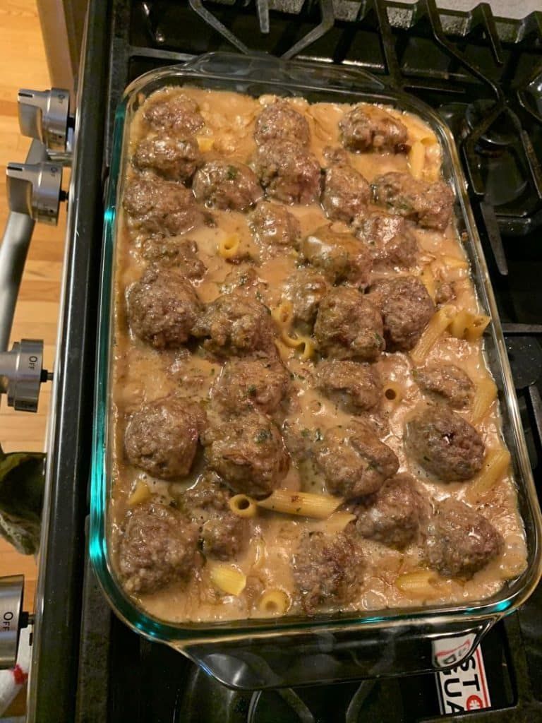 SWEDISH MEATBALL NOODLE BAKE