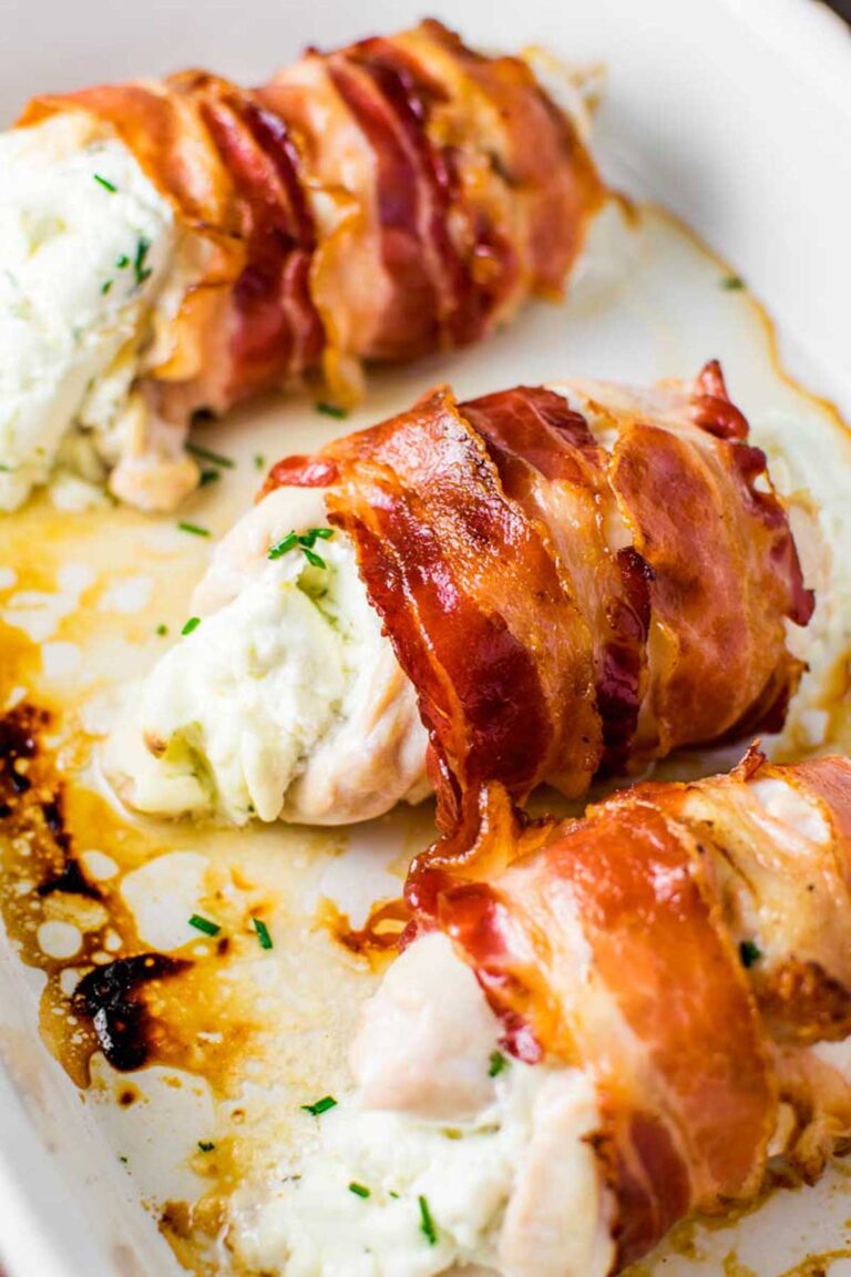 Bacon Wrapped Cream Cheese Stuffed Chicken Breast