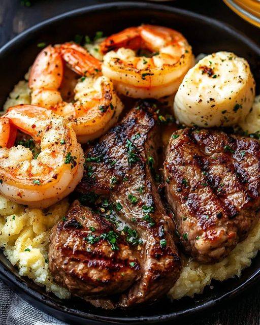 Garlic Butter Grilled Steak & Shrimp