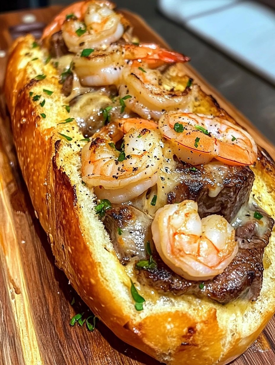 Steak and Shrimp Stuffed Bread