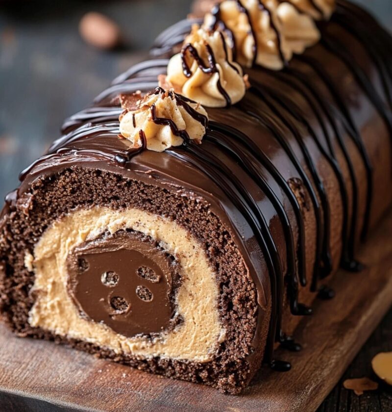 Chocolate Peanut Butter Cake Roulade