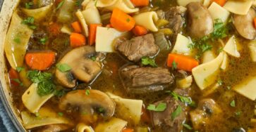 A Twist on Beef Noodle Soup: White Button Mushrooms