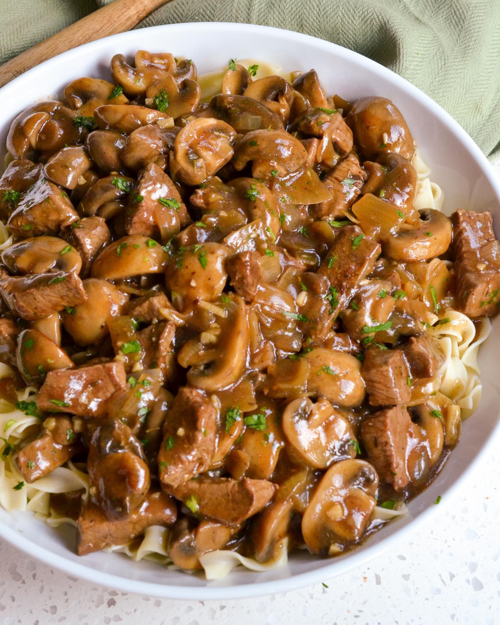 Hearty Homemade Beef and Noodles with Onions