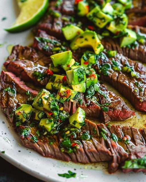 Skirt Steak with Avocado Chimichurri