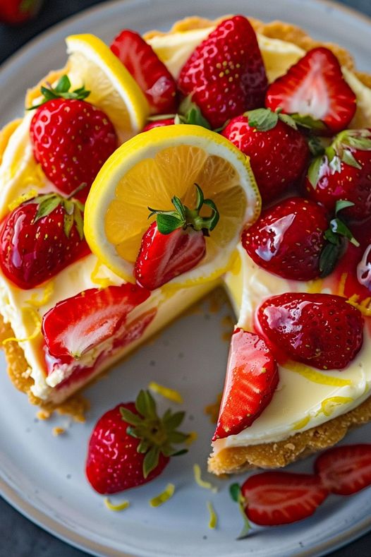 Luscious Strawberry Lemon Cheesecake