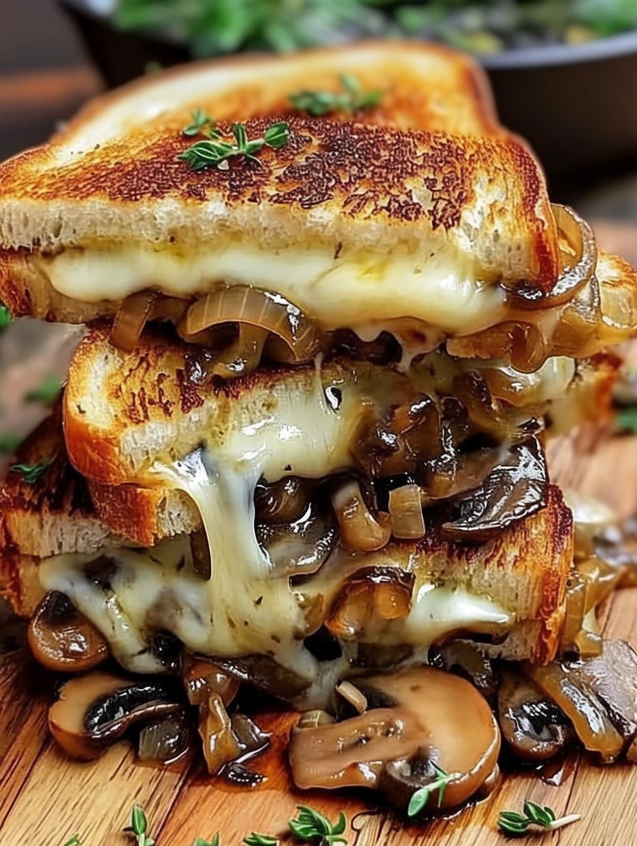 Grilled Cheese with Gouda, Roasted Mushrooms, and Onions