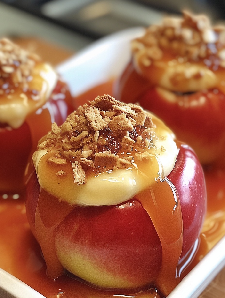 Cheesecake-Stuffed Apples with Graham Cracker Topping