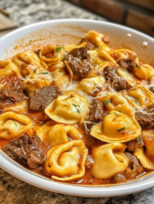 Cheesesteak Tortellini in Rich Provolone Sauce Recipe