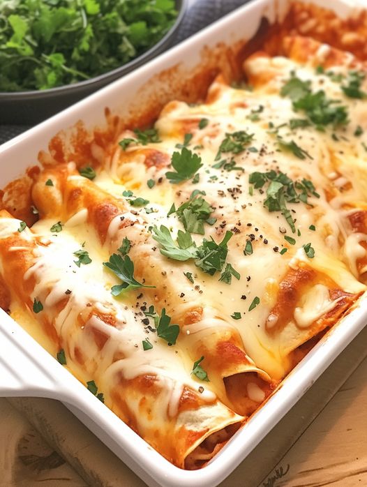 Chicken Enchiladas with Sour Cream White Sauce