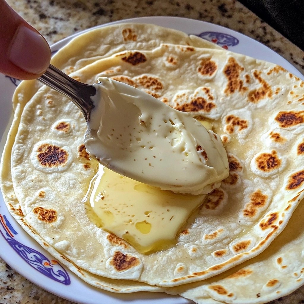 grandma mercie’s flour tortilla with warm melted butter