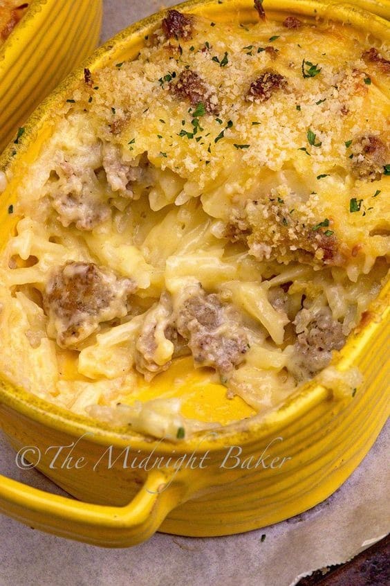 Sausage and potatoes casserole that’s so creamy and cheesy it will have them coming back for seconds!