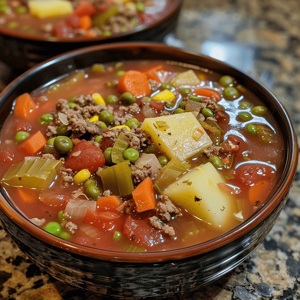 Ground Beef Vegetable Soup .