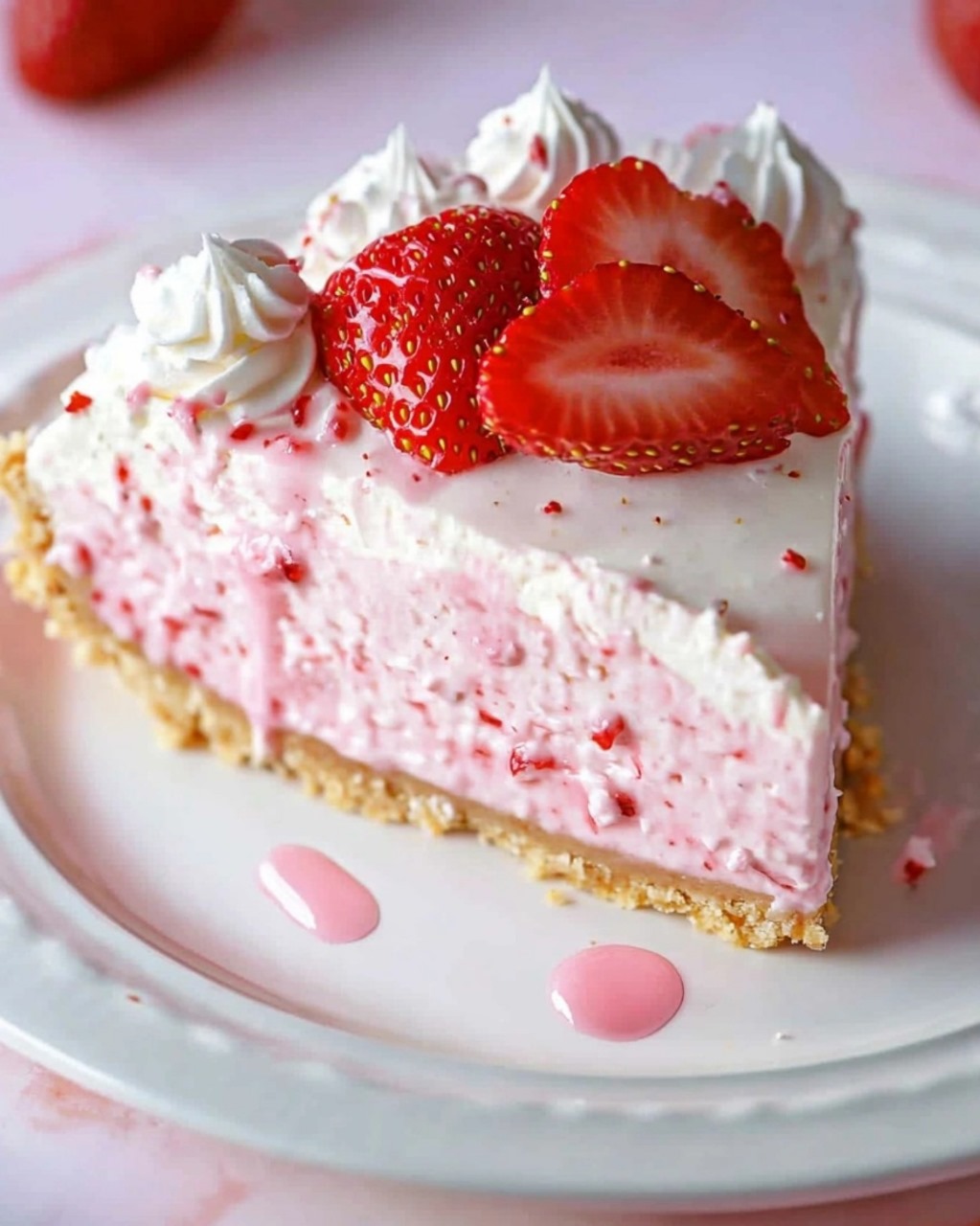 No-Bake Strawberry Cheesecake Cream Pie 