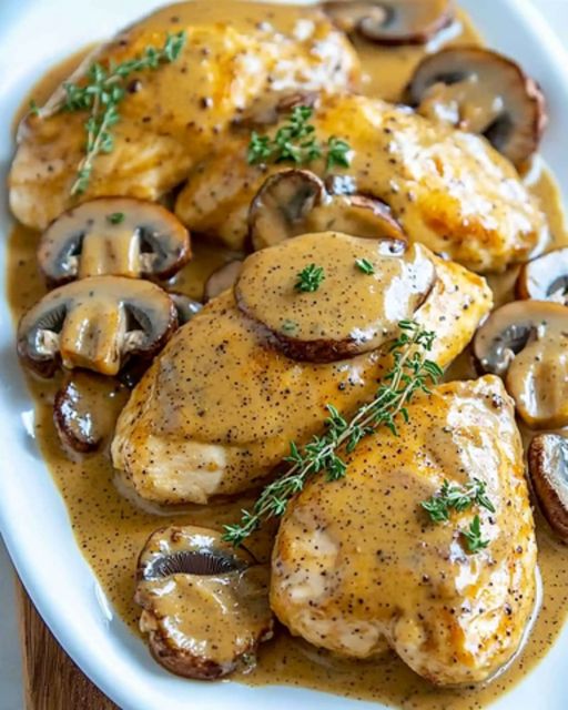 Mustard Chicken and Creamy Mushrooms