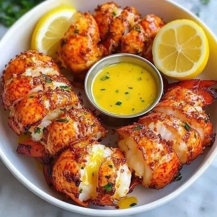 WOULD YOU EAT THESE LOBSTER BITES WITH GARLIC BUTTER SAUCE 