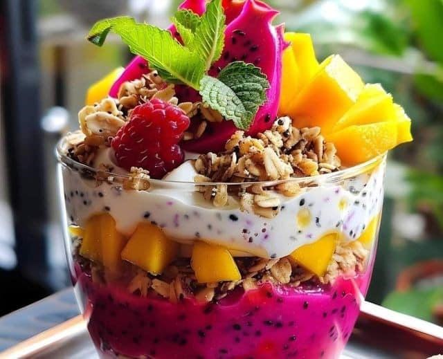 Dragon Fruit and Mango Parfait