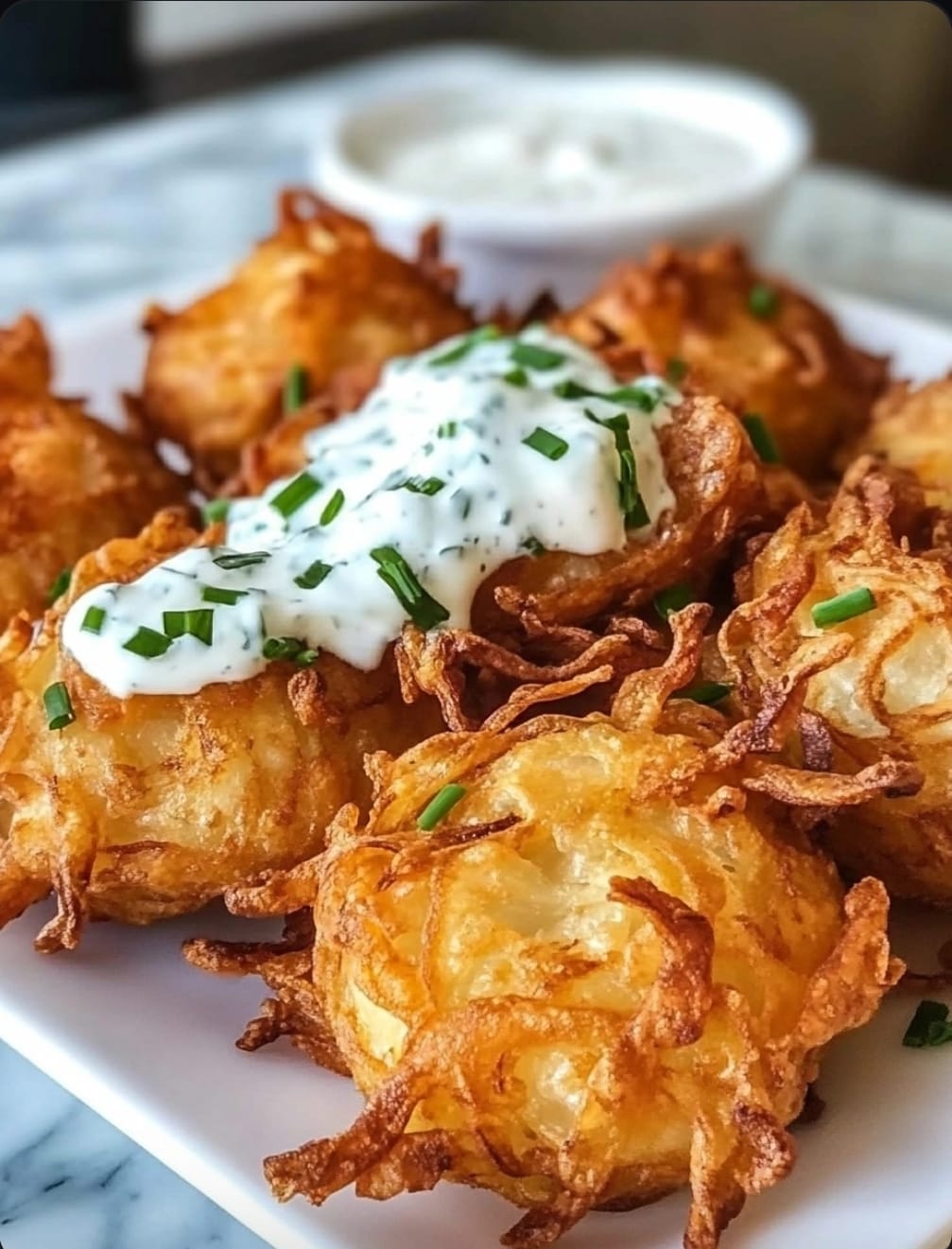 Crispy Potato Nests with Creamy Dill Sauce