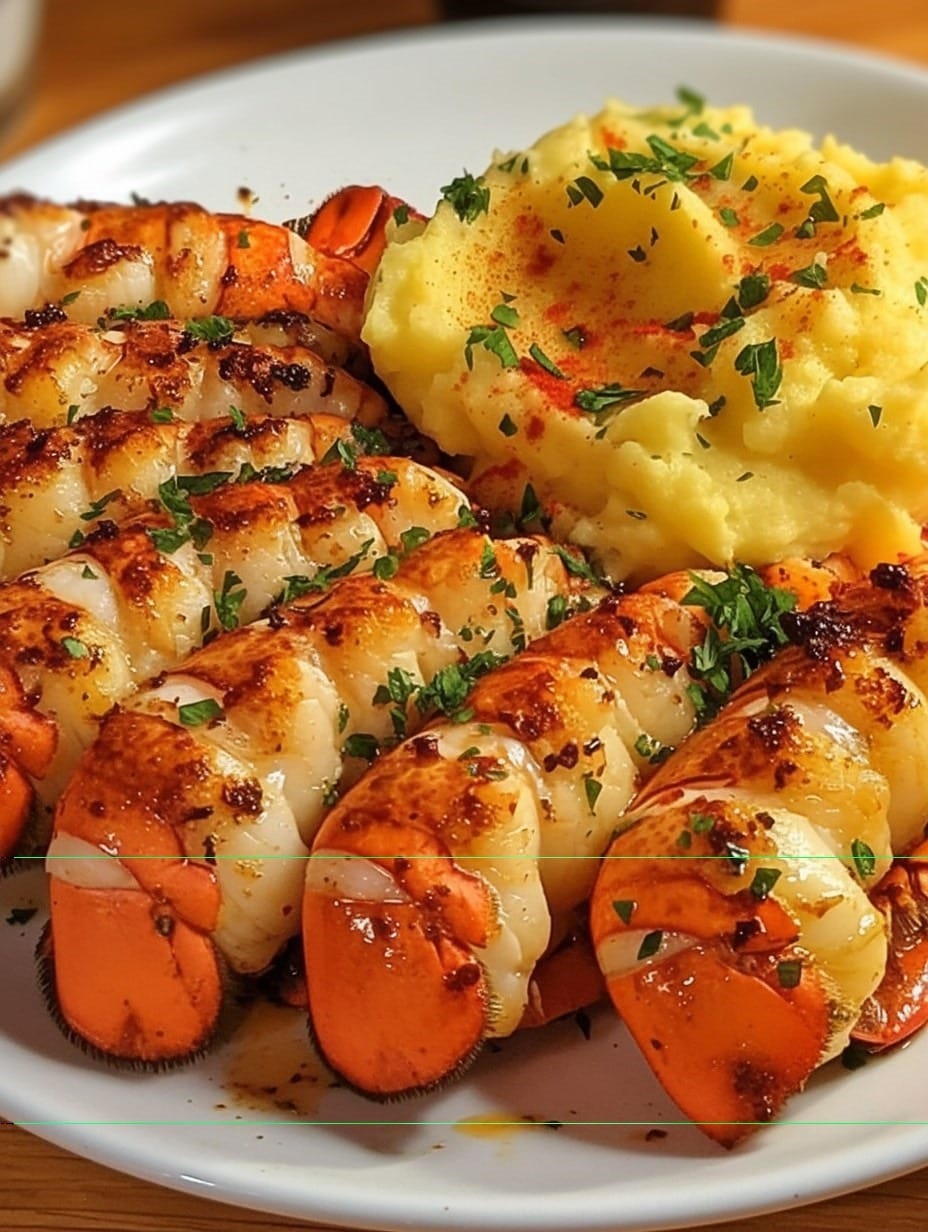 Garlic Butter Lobster Bites with Saffron Mash