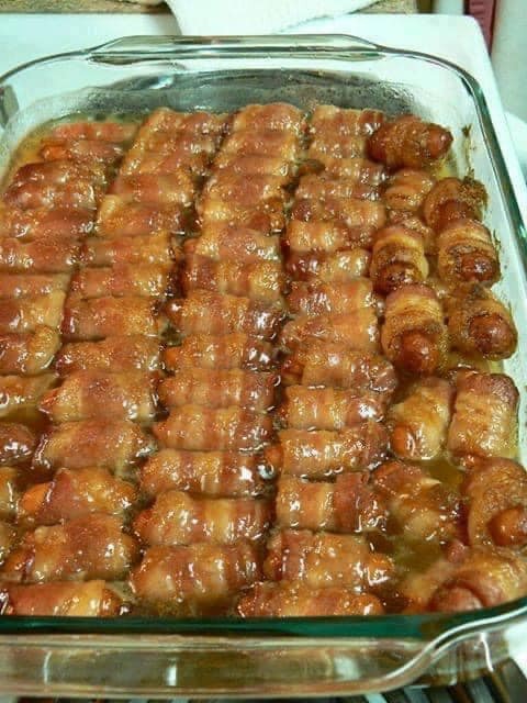  Bacon Wrapped Smokies with Brown Sugar 