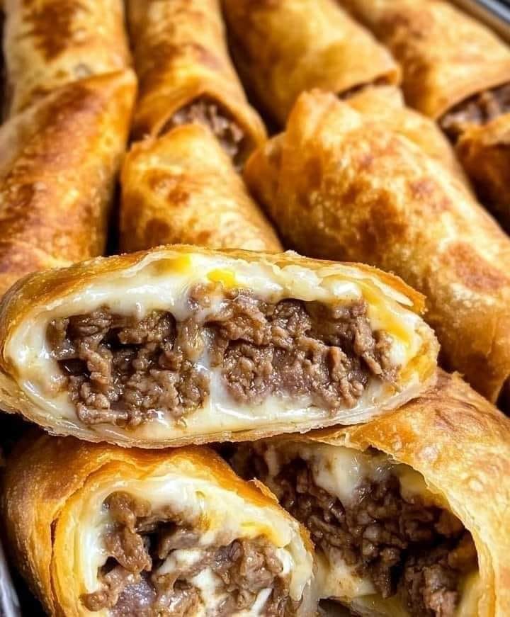 Egg rolls filled with Philly cheesesteak.