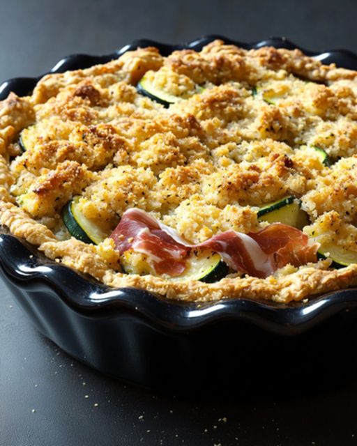 Savory Zucchini Crumble, Raw Ham, and Fresh Cheese: A Friendly and Fragrant Dish 🌿✨