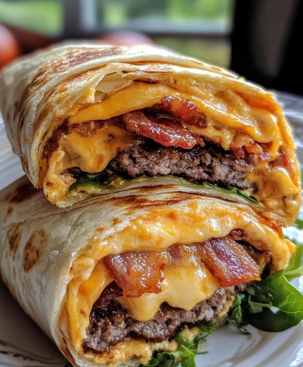 Cheesy Bacon Burger Wraps