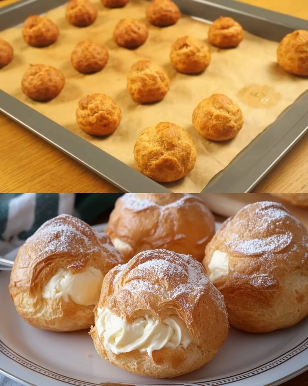 Puff Pastry with Custard Cream and Whipped Cream