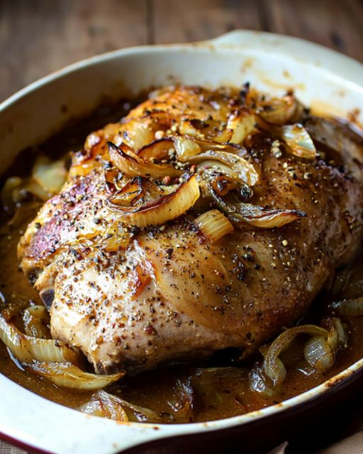 Fondant Pork Palette with Spices & Caramelized Onions