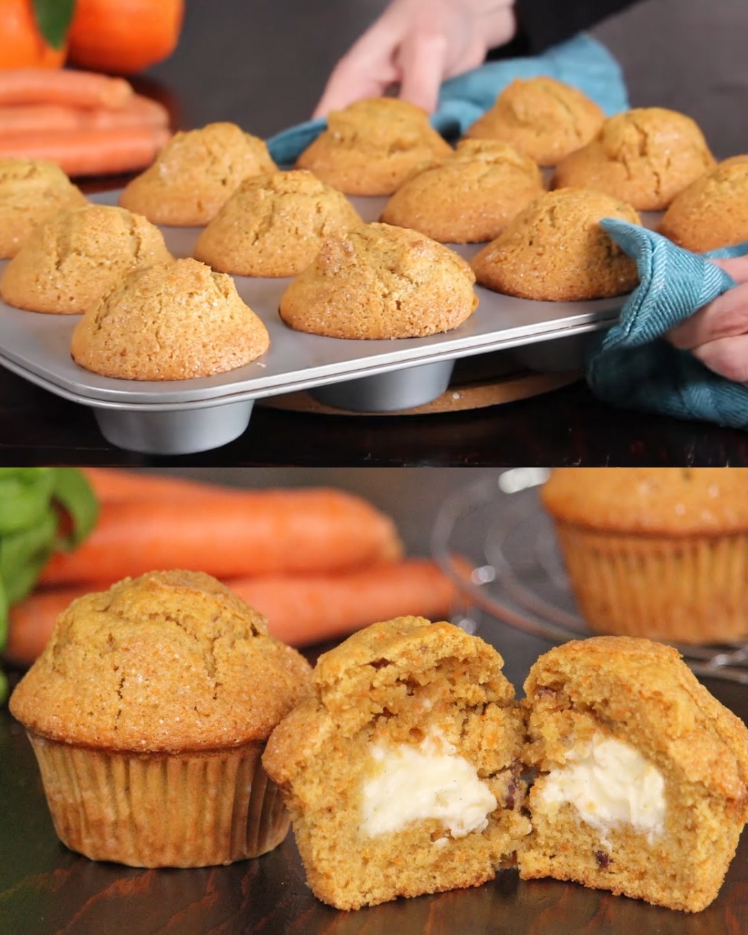 Cream Cheese-Stuffed Carrot Muffins with Orange Zest