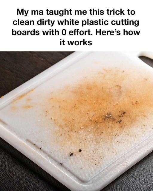 trick to clean dirty white plastic cutting boards with 0 effort