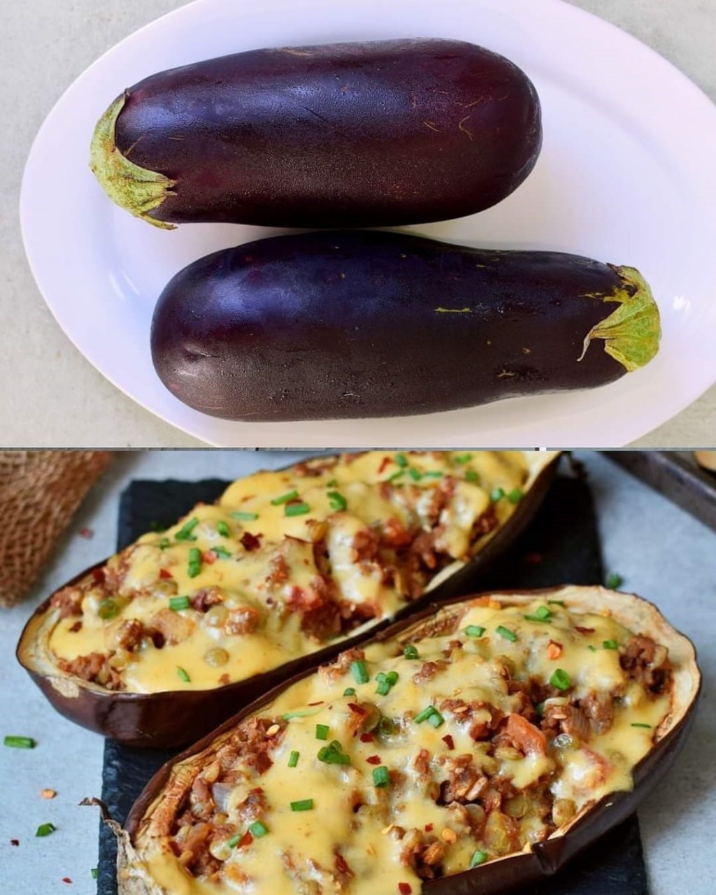 Stuffed Eggplants with Lentils and Vegan Cheese