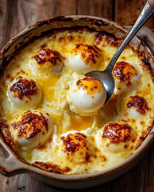 Hard boiled eggs gratin with Béchamel