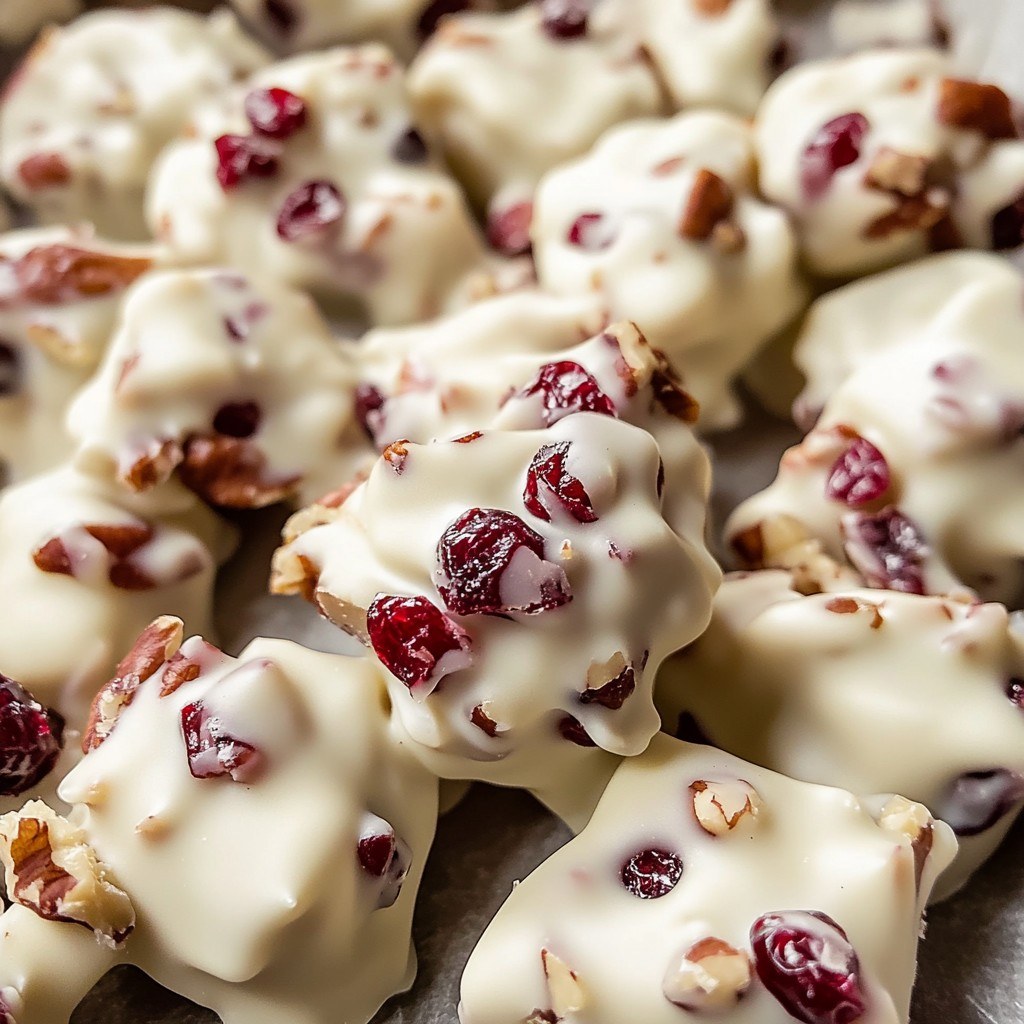 Deliciously Simple Cranberry Pecan White Chocolate Clusters