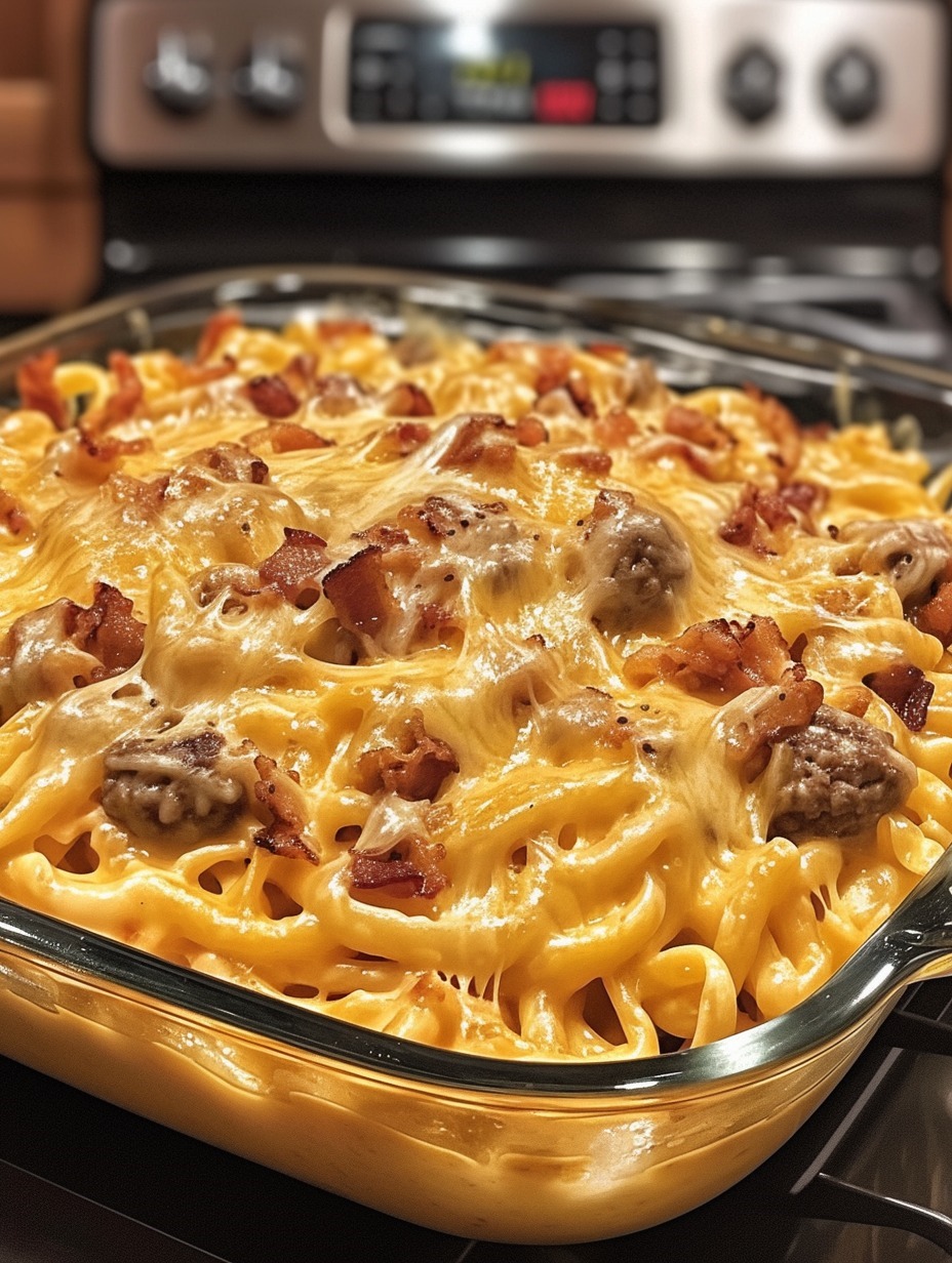 Loaded Bacon Cheeseburger Alfredo Pasta