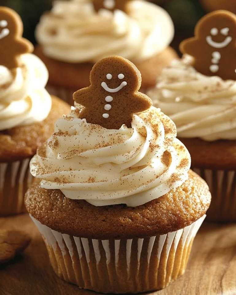 Gingerbread Cupcakes with Creamy Cinnamon Frosting