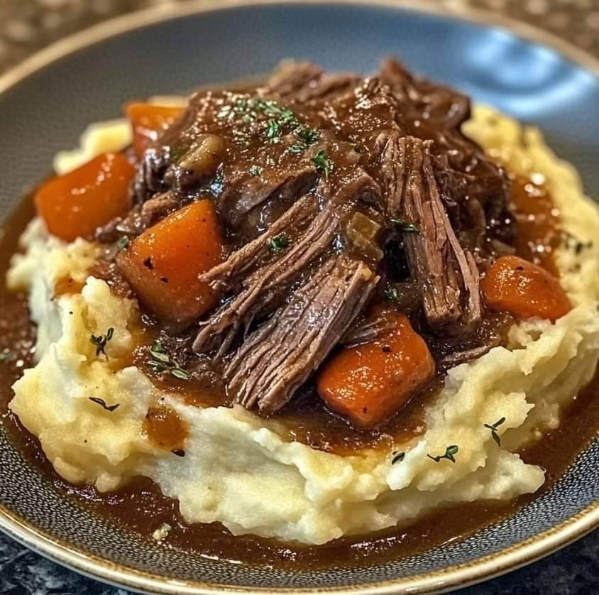 Pot Roast over Mashed Potatoes