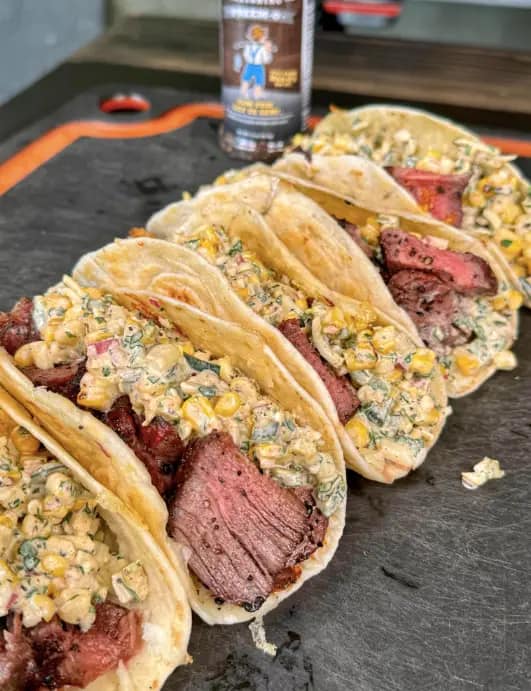 Grilled Steak Elote Tacos