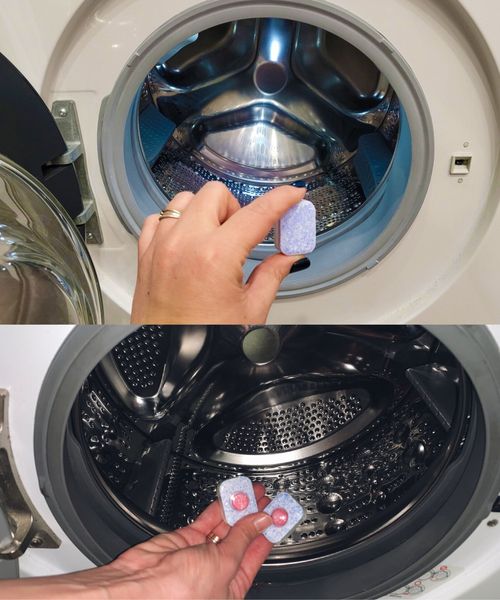 Why is it important to put dishwasher tablets in the washing machine?