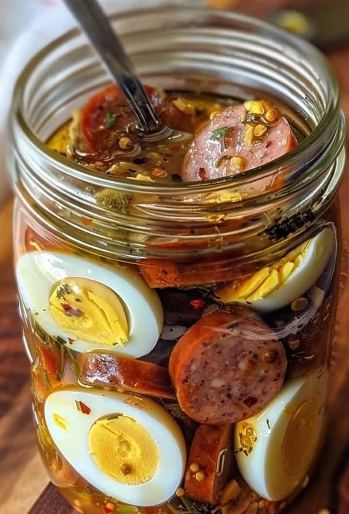 Pickled Eggs Sausage & Onions