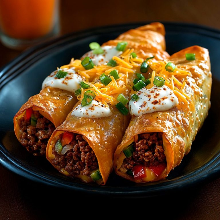 Cheesy Beef Egg Rolls