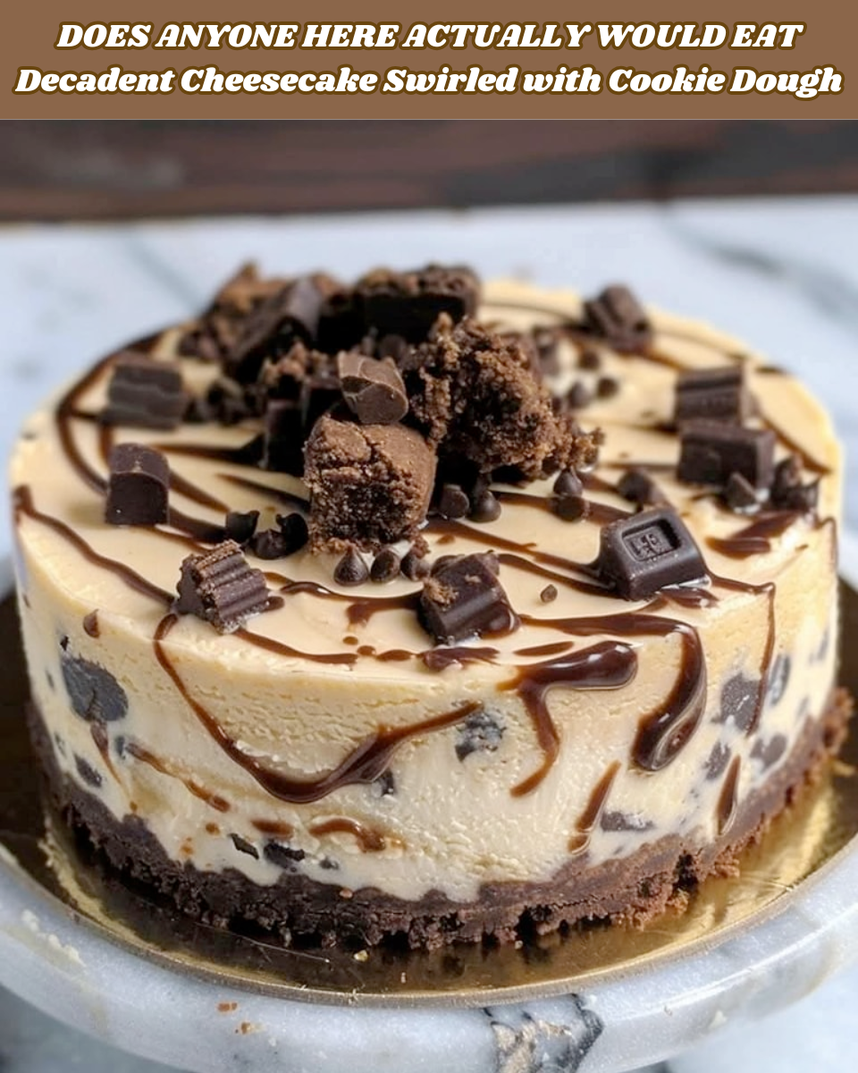 Decadent Cheesecake Swirled with Cookie Dough