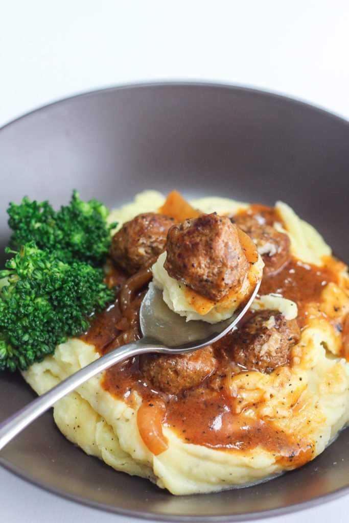 Salisbury Meatballs and Mashed Potatoes