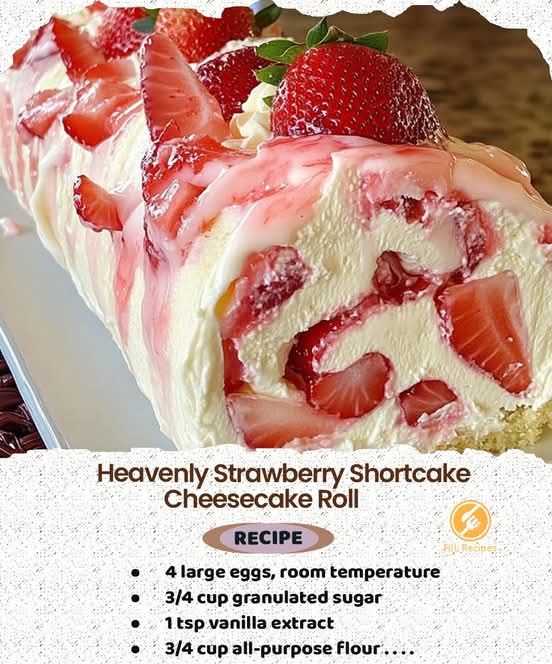 Heavenly Strawberry Shortcake Cheesecake Roll