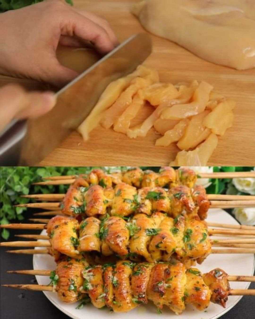 Grilled Chicken Skewers with Garlic Butter Sauce