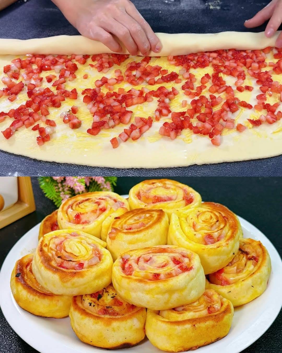 Golden Milky Strawberry Rolls