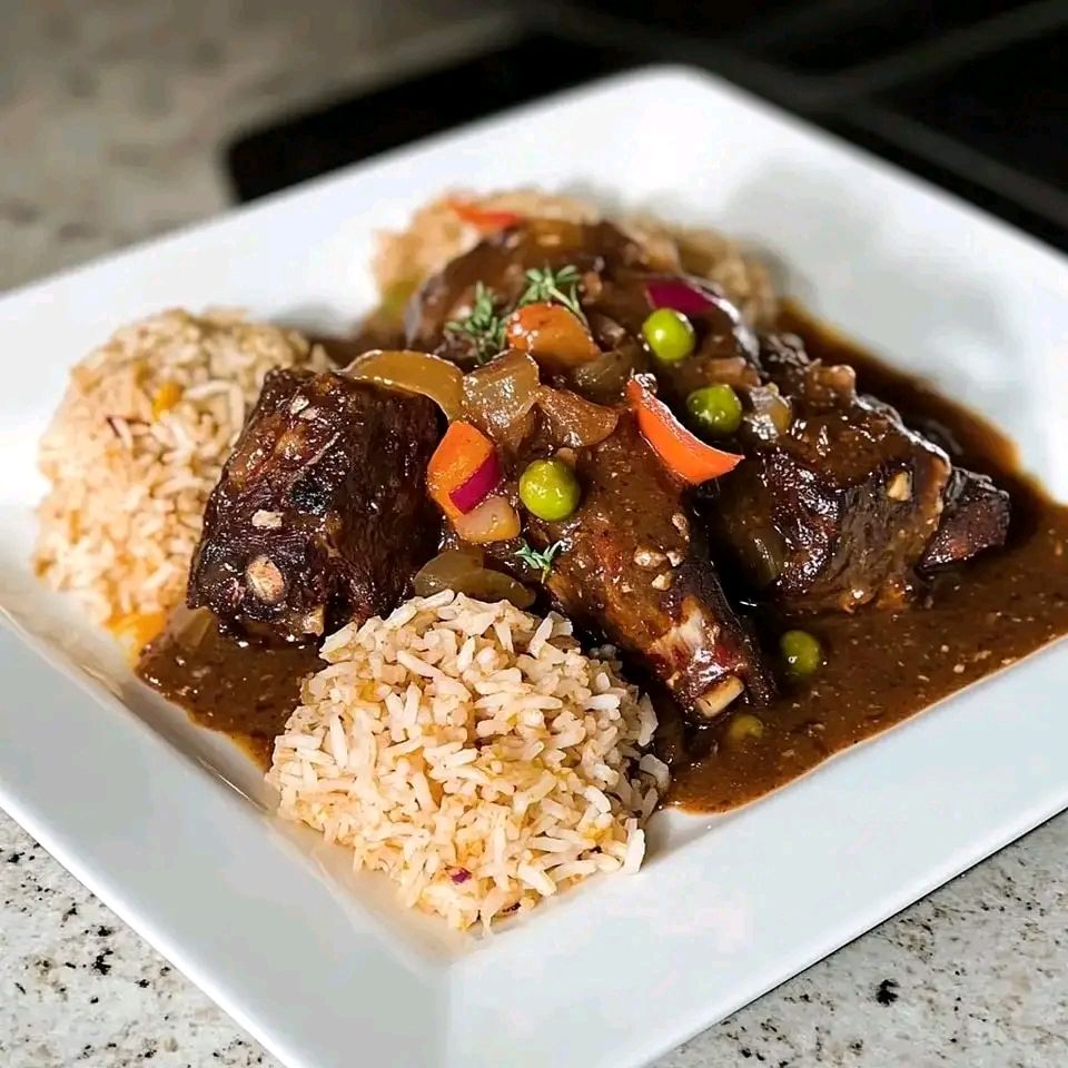 Caribbean Braised Oxtail with Rice and Peas