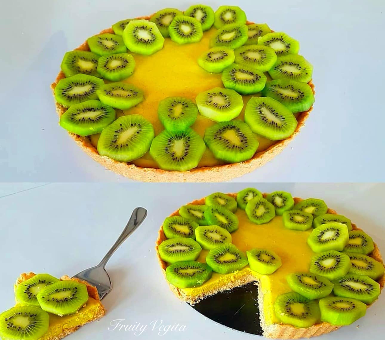 Our Best-Ever low Calorie Lemon Coconut Tart with fresh Kiwi Topping