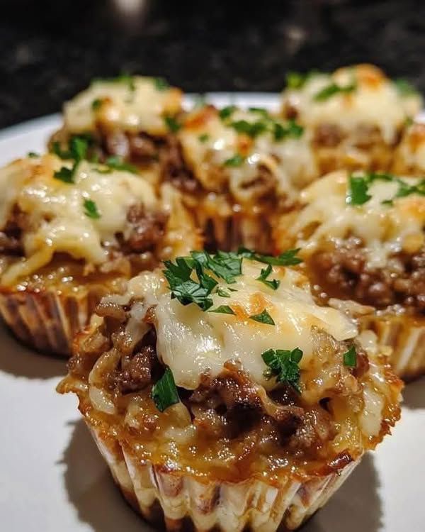 French Onion Beef & Rice Muffin Cups