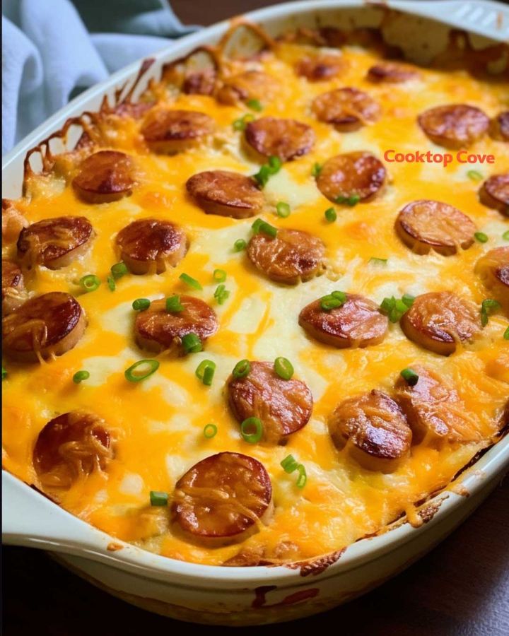 Sausage and potatoes casserole that’s so creamy and cheesy it will have them coming back for seconds!